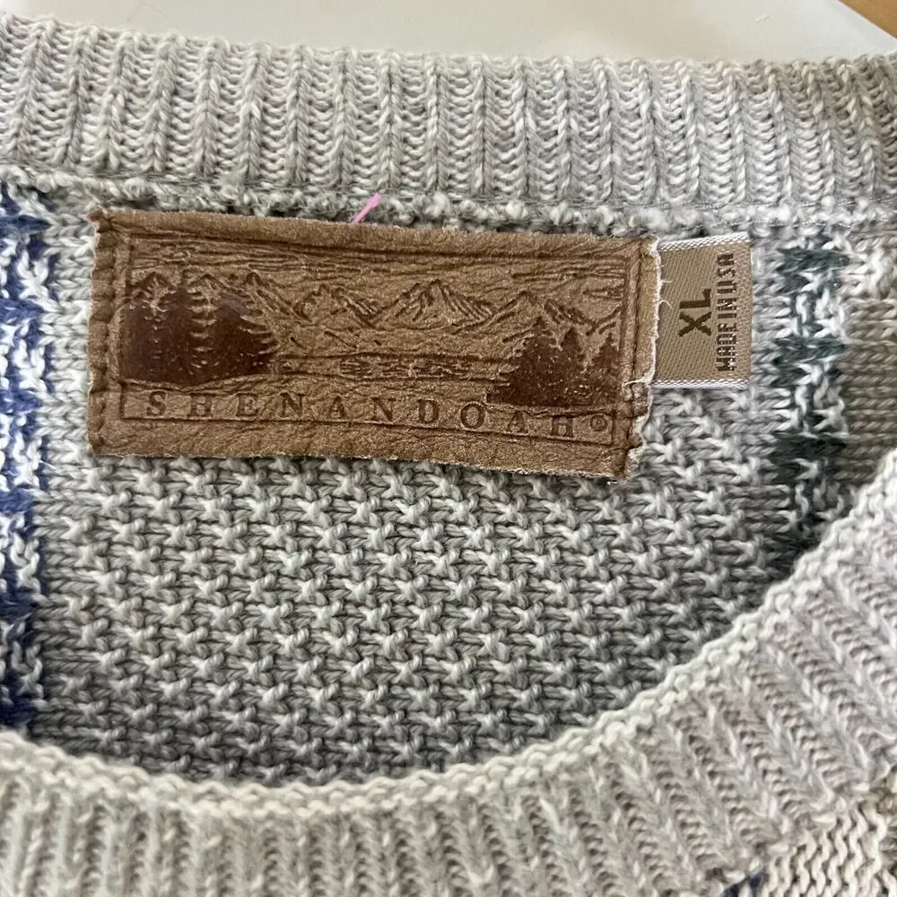 VTG Shenandoah Golf Textured 3D‎ Grandpa Sweater Beige Embroidered USA Sz XL